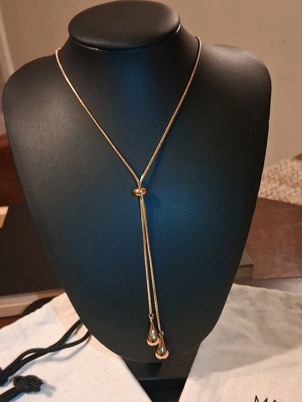 Mayamar Delicate Gold Slide Lariat Necklace New With Dust Bag